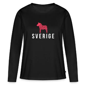 Sverige Schweden schwedisches Dalapferd Dalecarlian - Frauen Premium Bio Langarmshirt - Schwarz - Vorne - Julia (174cm)