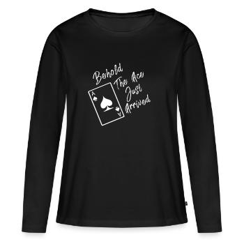 Asexuelle / unisexuelle Flagge Ace Pride Love And Freedom - Frauen Premium Bio Langarmshirt - Schwarz - Vorne - Julia (174cm)