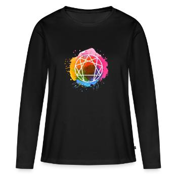 Enneagramm Aquarell - Frauen Premium Bio Langarmshirt - Schwarz - Vorne - Julia (174cm)