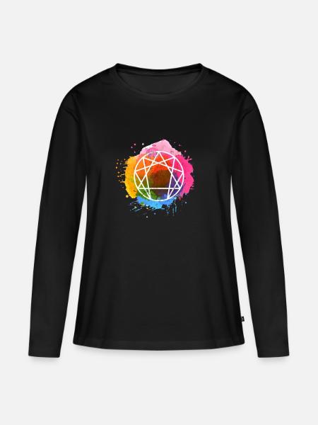 Enneagramm Aquarell - Frauen Premium Bio Langarmshirt - Schwarz