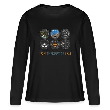 Je Sim Par conséquent, je suis Hobby Flight Simulation - T-shirt manches longues Premium bio Femme - noir - Devant - Julia (174cm)