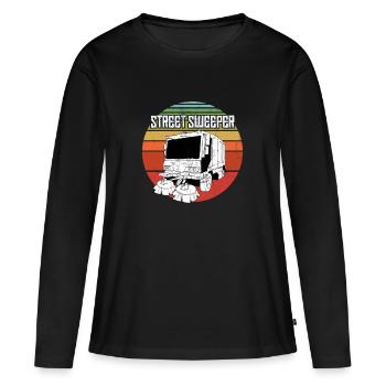 Vintage Retro Sweeper Occupation Retro Graphic - T-shirt manches longues Premium bio Femme - noir - Devant - Julia (174cm)