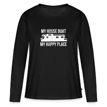 Hausboot Mein Hausboot Happy Place Lake Life - Frauen Premium Bio Langarmshirt - Schwarz - Vorne - Julia (174cm)
