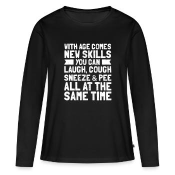 Idée cadeau drôle 60e anniversaire Gag drôle 60 ans - T-shirt manches longues Premium bio Femme - noir - Devant - Julia (174cm)