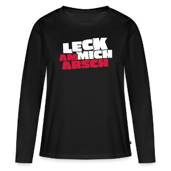 LECK MICH AM ARSCH - Frauen Premium Bio Langarmshirt - Schwarz - Vorne - Julia (174cm)