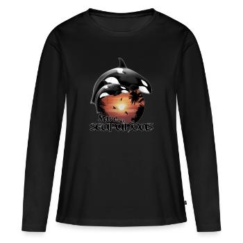 Orques orques - T-shirt manches longues Premium bio Femme - noir - Devant - Julia (174cm)