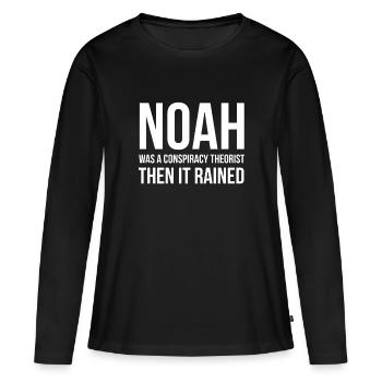 Lustiger Noah-Verschwörungstheoretiker-Entwurf - Frauen Premium Bio Langarmshirt - Schwarz - Vorne - Julia (174cm)