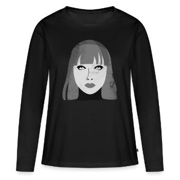 Cyborg en vinyle et cuir - T-shirt manches longues Premium bio Femme - noir - Devant - Julia (174cm)