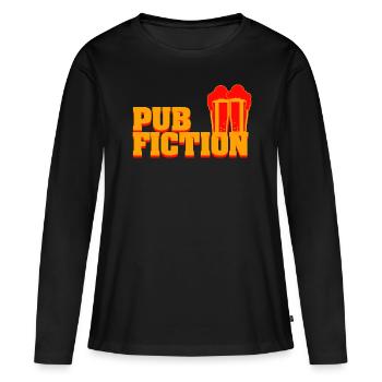 Fiction Pub - T-shirt manches longues Premium bio Femme - noir - Devant - Julia (174cm)