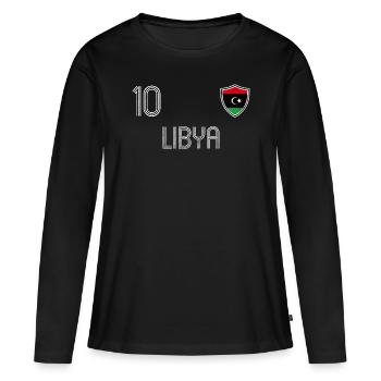 Libye Équipe de football - T-shirt manches longues Premium bio Femme - noir - Devant - Julia (174cm)