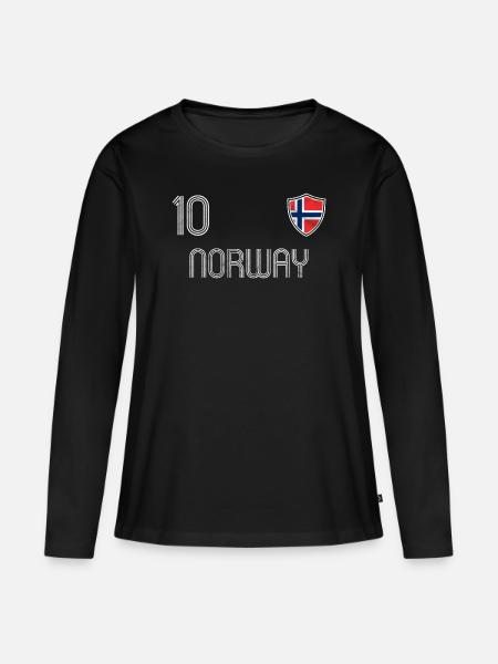 Norwegen Fußball Mannschaft - Frauen Premium Bio Langarmshirt - Schwarz