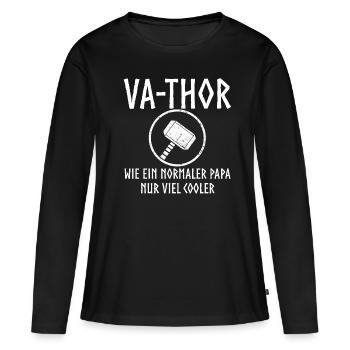 Va thor vater Papa vatertag Thor - Frauen Premium Bio Langarmshirt - Schwarz - Vorne - Julia (174cm)