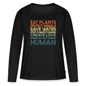 Klimaschützer Vegetarier Tierschützer - Frauen Premium Bio Langarmshirt - Schwarz - Vorne - Julia (174cm)