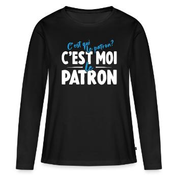 C'est Qui Le Patron C'est Moi Le Patron - T-shirt manches longues Premium bio Femme - noir - Devant - Julia (174cm)