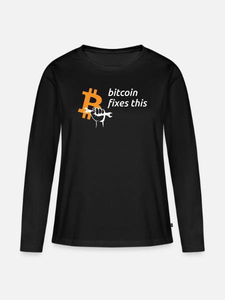 bitcoin fixes this - dark - Frauen Premium Bio Langarmshirt - Schwarz