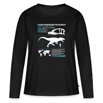 Fiche technique de Carcharodontosaurus - T-shirt manches longues Premium bio Femme - noir - Devant - Julia (174cm)