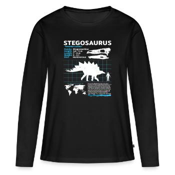 Fiche technique de Stegosaurus - T-shirt manches longues Premium bio Femme - noir - Devant - Julia (174cm)
