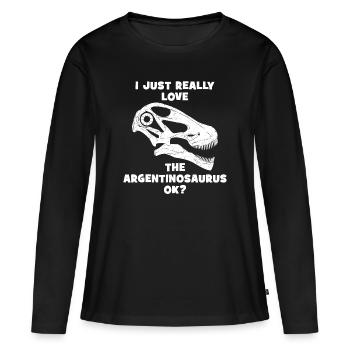 Crâne fossile d’Argentinosaurus - T-shirt manches longues Premium bio Femme - noir - Devant - Julia (174cm)