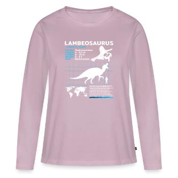 Fiche technique Lambeosaurus Fiche d’information - T-shirt manches longues Premium bio Femme - rose poudré - Devant - Julia (174cm)