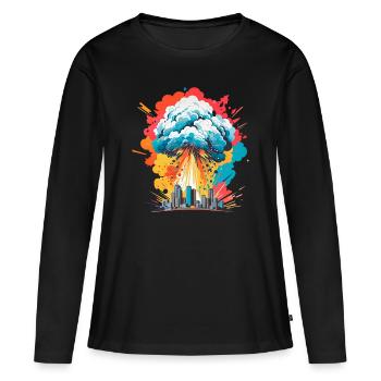 Nukleare Explosion Pilzwolke - Frauen Premium Bio Langarmshirt - Schwarz - Vorne - Julia (174cm)