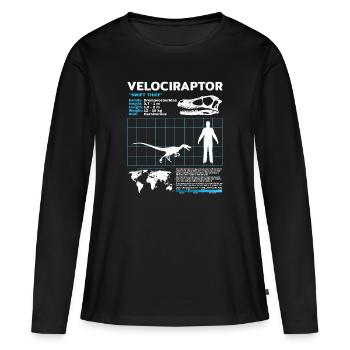 Fiche d’information sur Velociraptor - T-shirt manches longues Premium bio Femme - noir - Devant - Julia (174cm)