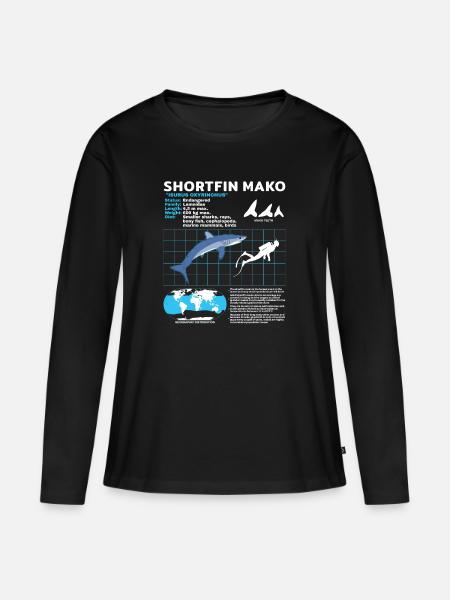 Makohai fact sheet - Frauen Premium Bio Langarmshirt - Schwarz