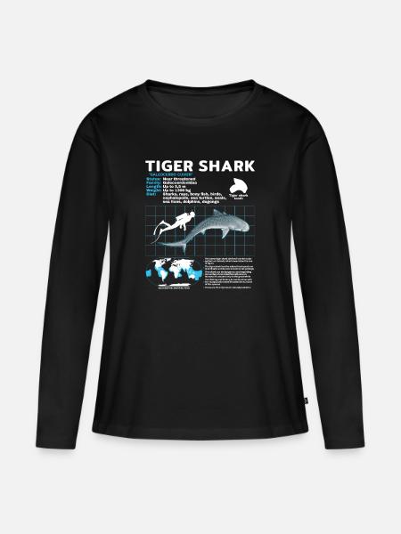Tigerhai Fact Sheet Datenblatt - Frauen Premium Bio Langarmshirt - Schwarz