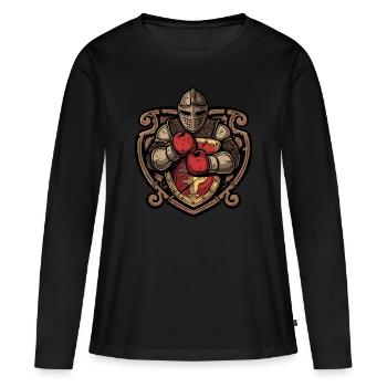Knight Boxer MMA Logo - T-shirt manches longues Premium bio Femme - noir - Devant - Julia (174cm)