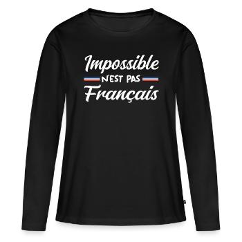 Impossible n est pas francais - T-shirt manches longues Premium bio Femme - noir - Devant - Julia (174cm)