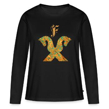 pignon de cheval e 95 f - T-shirt manches longues Premium bio Femme - noir - Devant - Julia (174cm)