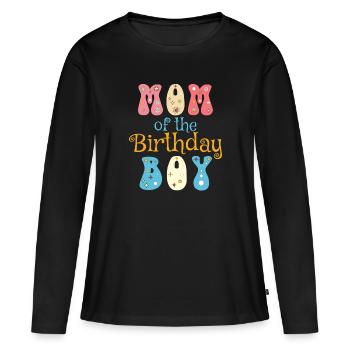 Mama des Geburtstagskindes, Geburtstagsgeschenk - Frauen Premium Bio Langarmshirt - Schwarz - Vorne - Julia (174cm)