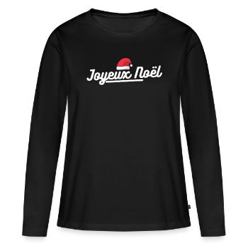 Joyeux Noël. cadeau joyeux noël - T-shirt manches longues Premium bio Femme - noir - Devant - Julia (174cm)