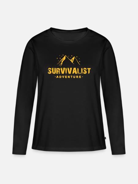 Überlebenskünstler Mann Überlebenskampf - Frauen Premium Bio Langarmshirt - Schwarz
