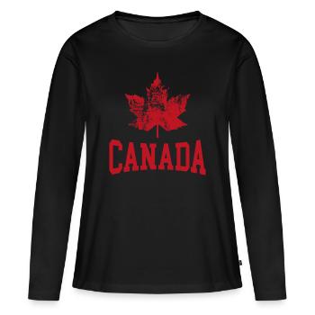 Canada - T-shirt manches longues Premium bio Femme - noir - Devant - Julia (174cm)