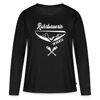 Rohrbauerin in Rente Ruhestand Rohrbau Rentnerin - Frauen Premium Bio Langarmshirt - Schwarz - Vorne - Julia (174cm)