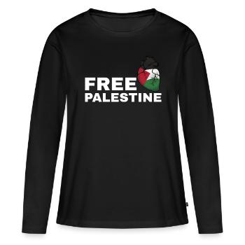 Free Palestine - Frauen Premium Bio Langarmshirt - Schwarz - Vorne - Julia (174cm)
