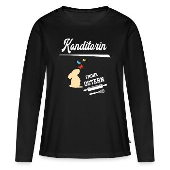 Konditorin Frohe Ostern Ostergeschenk Konditorei - Frauen Premium Bio Langarmshirt - Schwarz - Vorne - Julia (174cm)
