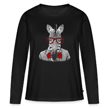 Hipster Zebra - T-shirt manches longues Premium bio Femme - noir - Devant - Julia (174cm)