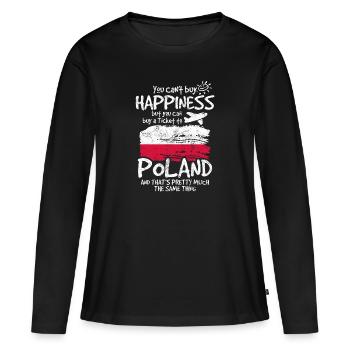 Pologne - T-shirt manches longues Premium bio Femme - noir - Devant - Julia (174cm)