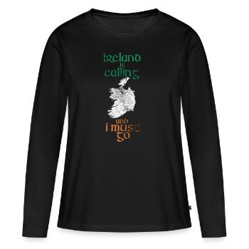 Irland - Frauen Premium Bio Langarmshirt - Schwarz - Vorne - Julia (174cm)