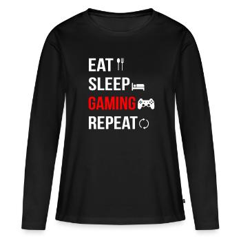 Game Over Gaming Fun Game Gift - Jeu d'ordinateur - T-shirt manches longues Premium bio Femme - noir - Devant - Julia (174cm)
