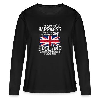 Angleterre - T-shirt manches longues Premium bio Femme - noir - Devant - Julia (174cm)