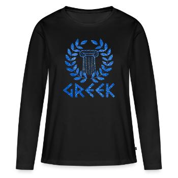 Grèce drapeau grec cadeau drôle - T-shirt manches longues Premium bio Femme - noir - Devant - Julia (174cm)