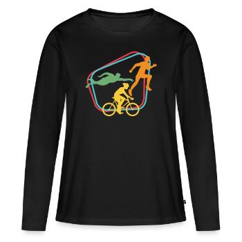 Triathlon - T-shirt manches longues Premium bio Femme - noir - Devant - Julia (174cm)
