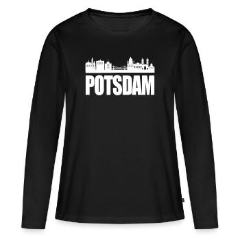 Potsdam - T-shirt manches longues Premium bio Femme - noir - Devant - Julia (174cm)
