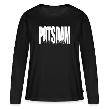Potsdam - T-shirt manches longues Premium bio Femme - noir - Devant - Julia (174cm)