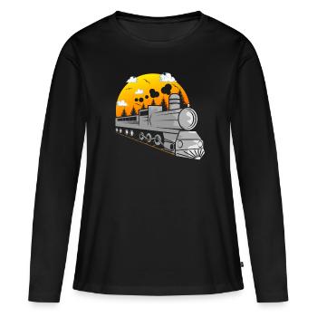 Train trains train modèle - T-shirt manches longues Premium bio Femme - noir - Devant - Julia (174cm)