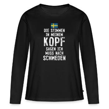 Suède - T-shirt manches longues Premium bio Femme - noir - Devant - Julia (174cm)