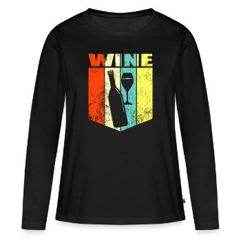 Wein - Frauen Premium Bio Langarmshirt - Schwarz - Vorne - Julia (174cm)