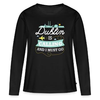 Dublin - T-shirt manches longues Premium bio Femme - noir - Devant - Julia (174cm)
